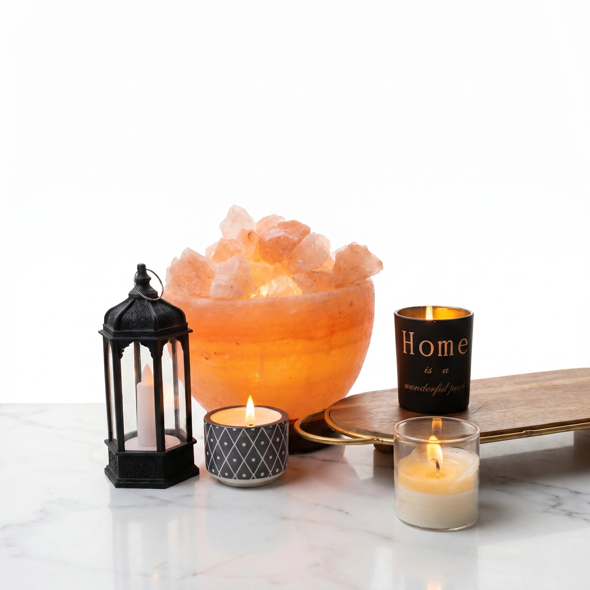 Himalayan Pink Salt lamp with stars frame